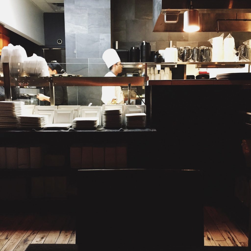 Open kitchen at Indian restaurant